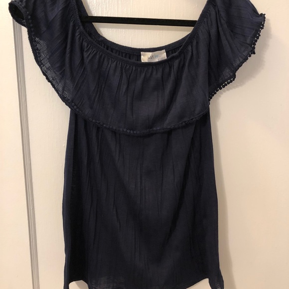 Just Me Tops - Navy Pom Top